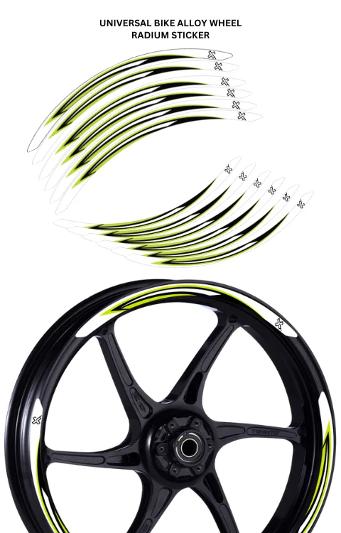 Alloy Wheel Radium Sticker Compatible with Universal Bike | Made In Premium Radium With FPF(Fade Protection Film), Water Proof, Precut Sticker, Pack Of 12